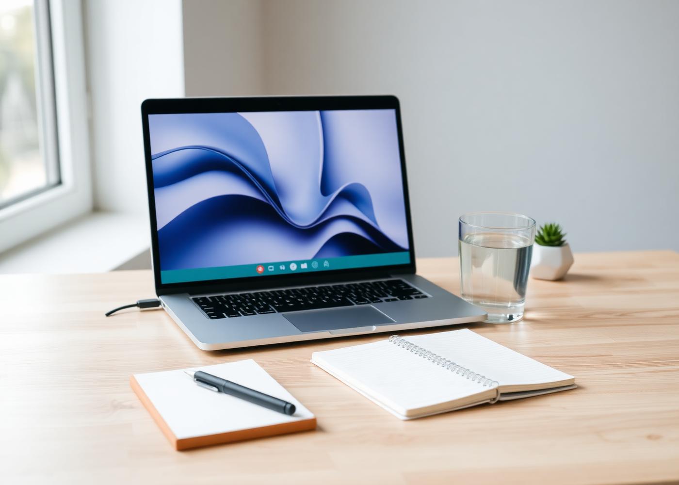 Counsellor's telehealth workspace with laptop and clinical notes
