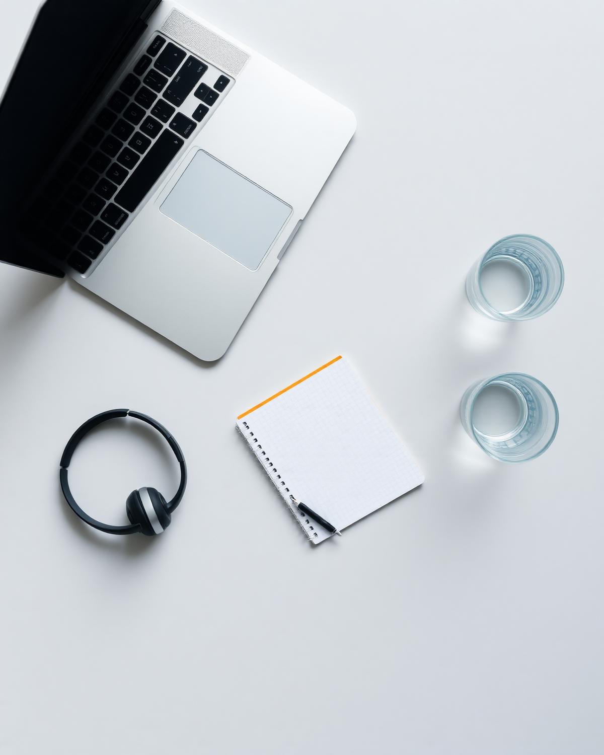 Overhead view of an online counselling workspace